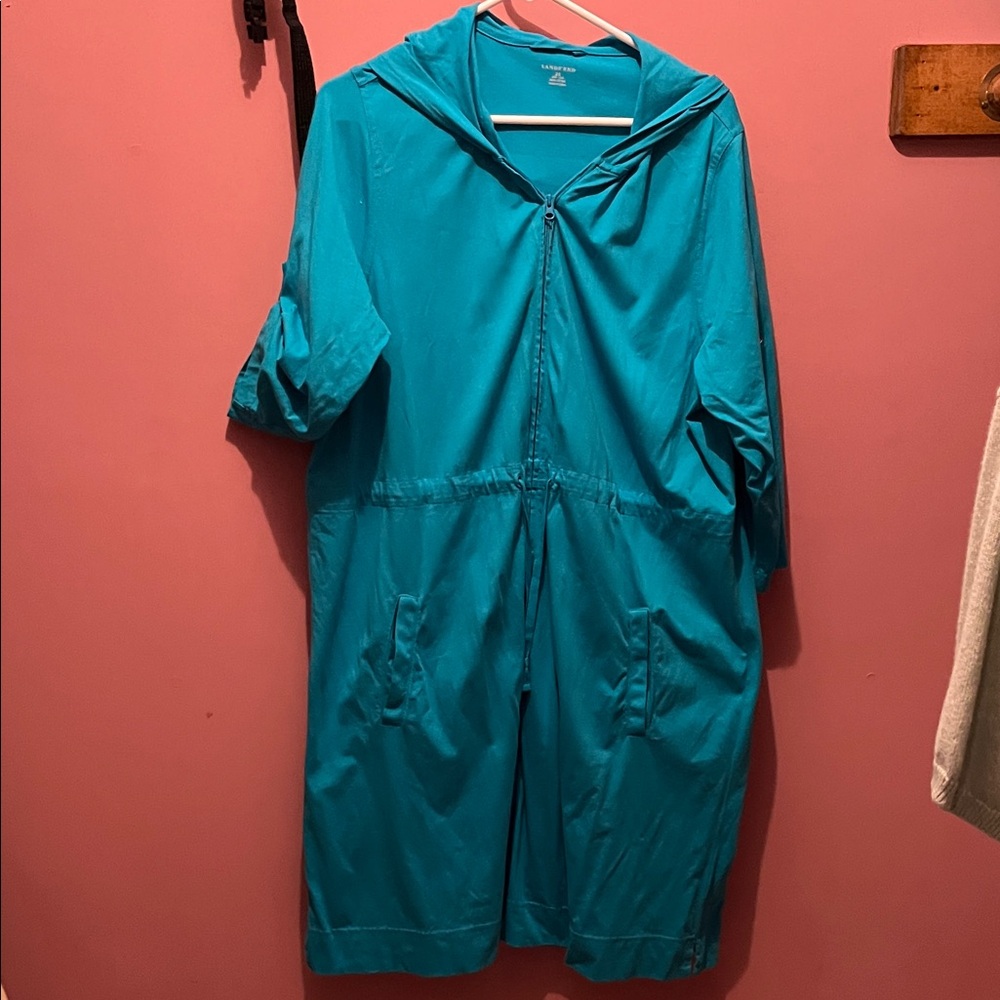 Lands' End Aqua green swim cover up.